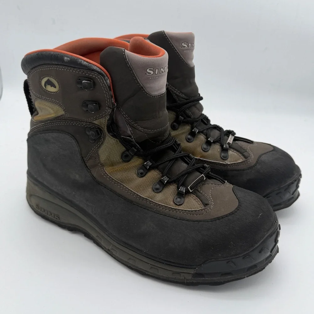 Simms G3 Guide Wading Boots Mens 13 Brown Grey Vibram Sole Fishing 29512-00